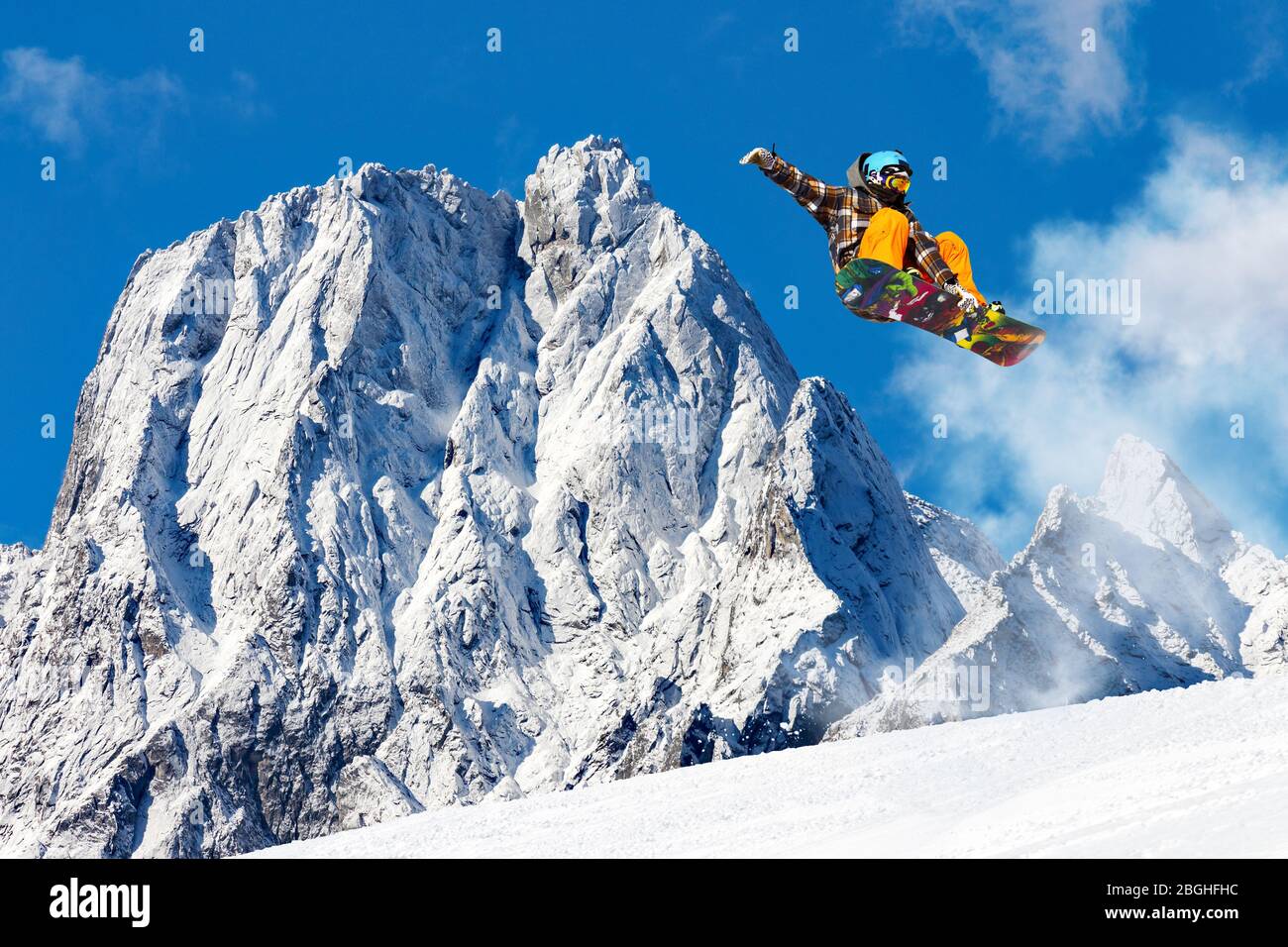 snowboard jump in alpine landscape Stock Photo Alamy