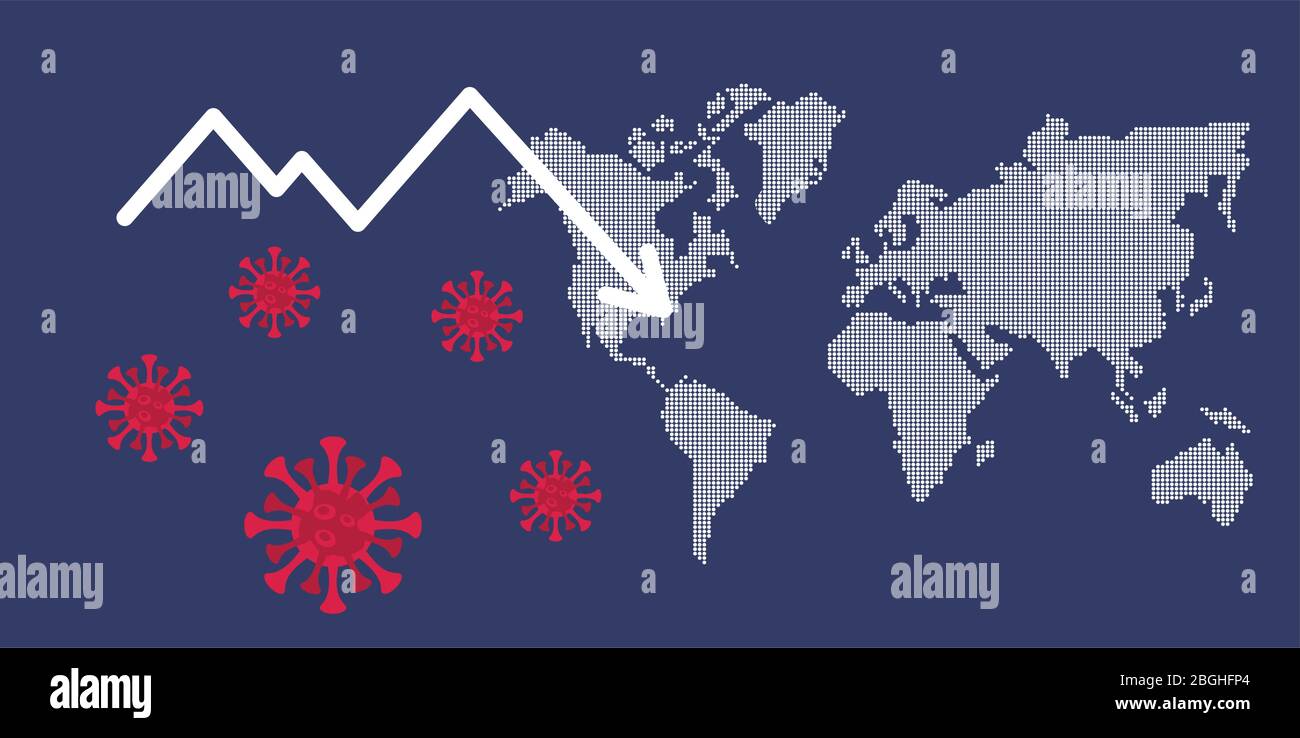 economy and covid19 statistics with arrows in earth maps Stock Vector ...