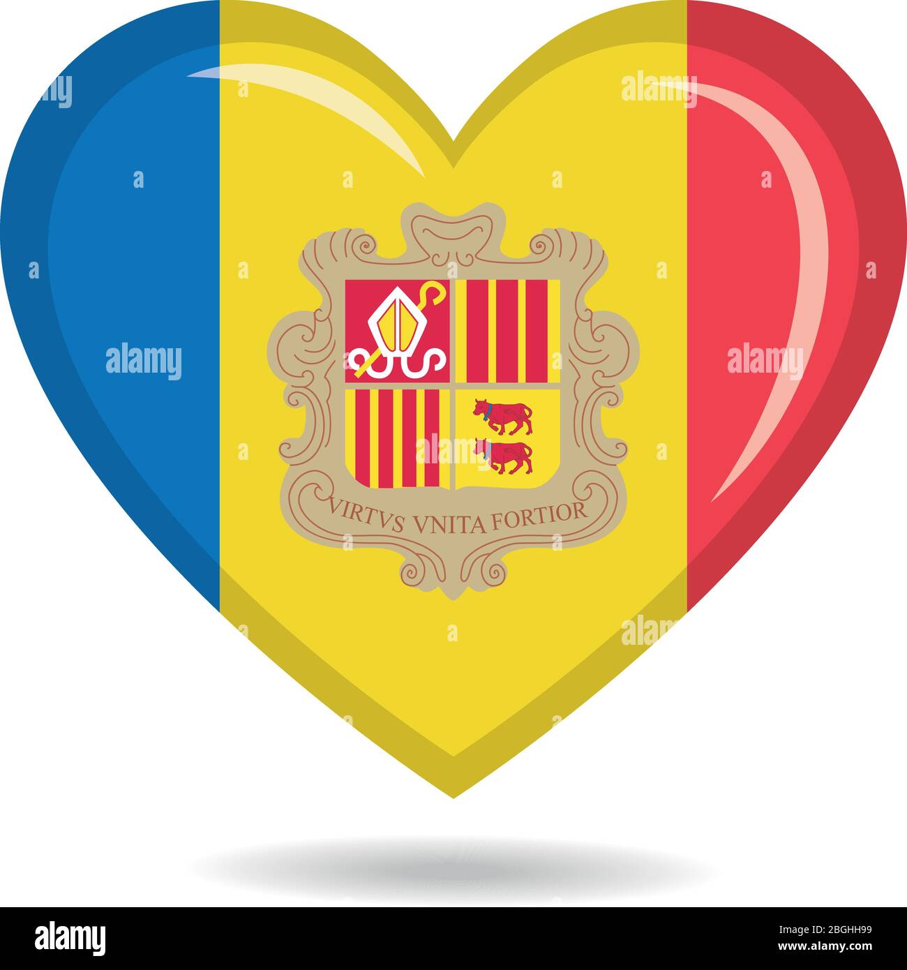 Andorra national flag in heart shape vector illustration Stock Vector
