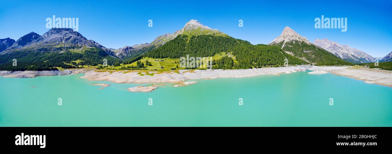 Lakes of Cancano - Alta Valtellina (IT) - Val Trela and Val Mora - Aerial view Stock Photo