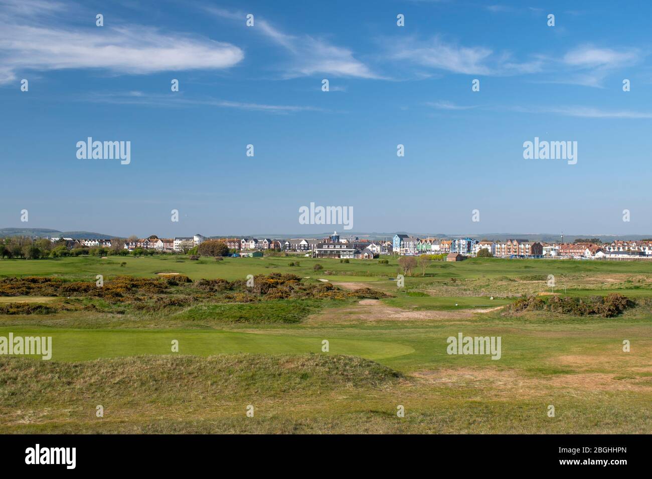 View looking towards Littlehampton Links Golf Course over deserted