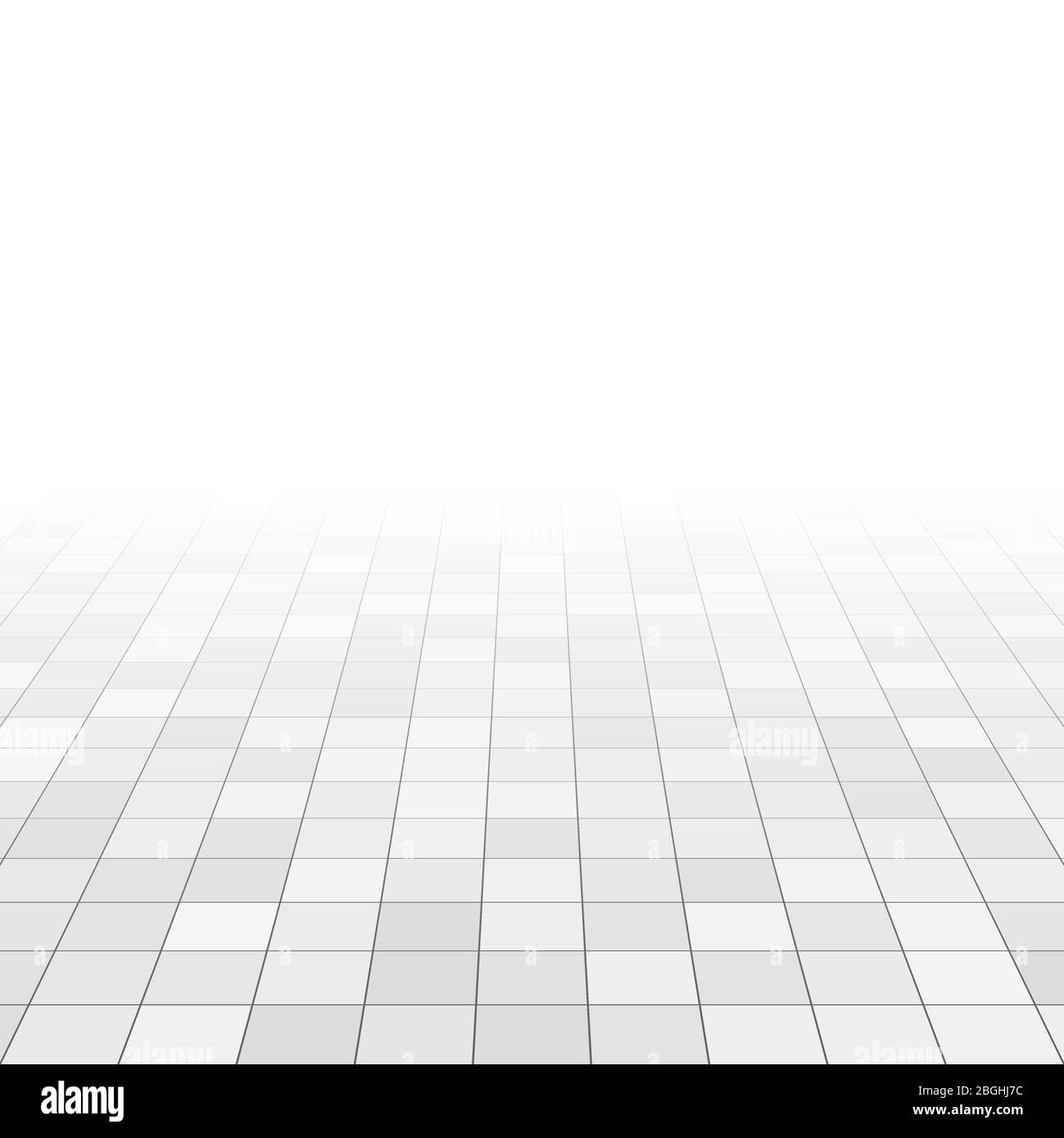 White and gray marble tiles on bathroom floor. Rectangle tiles in perspective grid. Abstract vector background. Surface square ceramic tile texture illustration Stock Vector