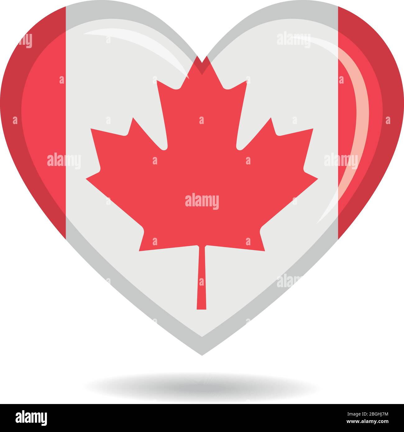 Canada national flag in heart shape vector illustration Stock Vector