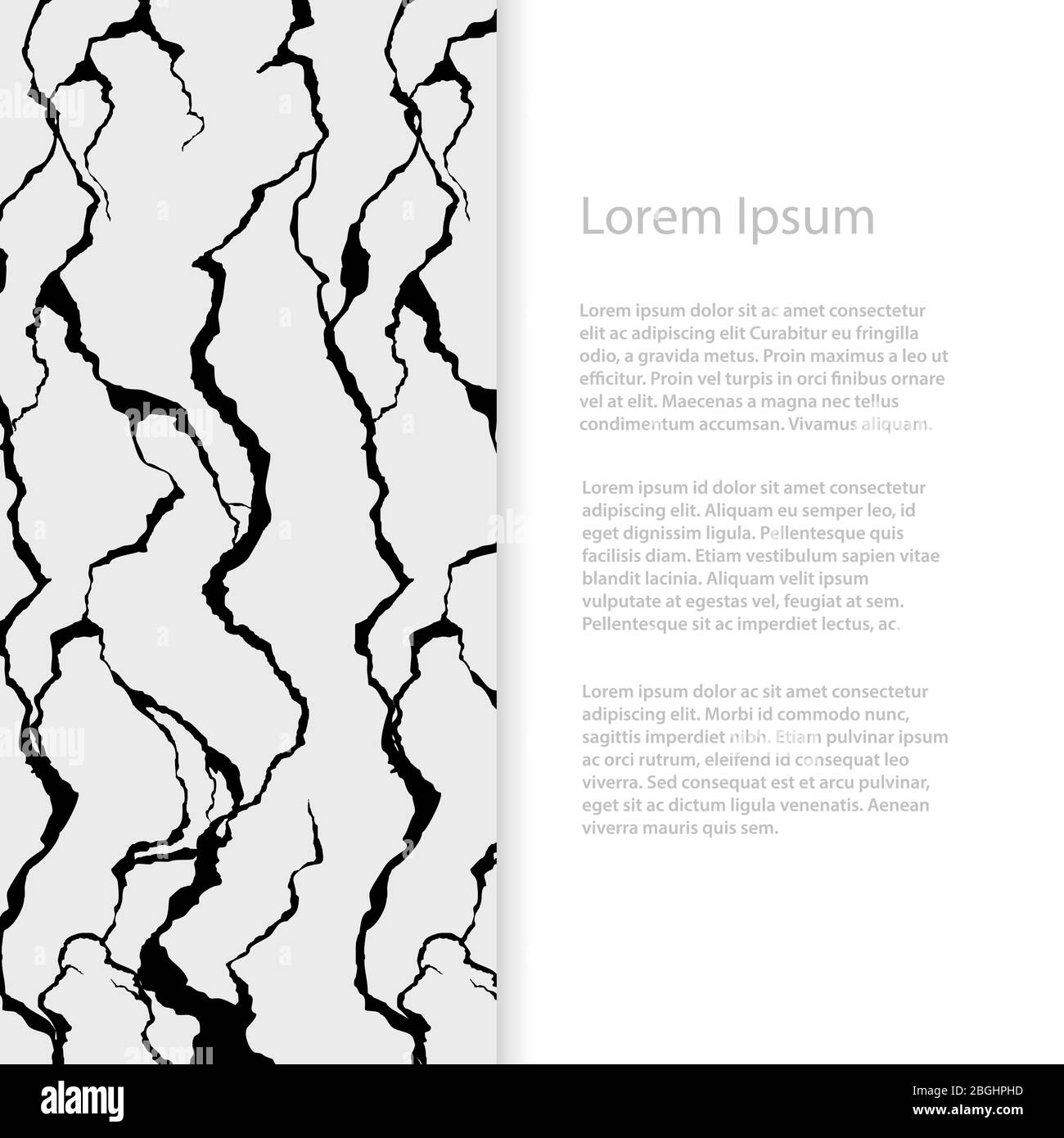 Abstract flyer banner poster template with vector wall cracks. Vector illustration Stock Vector