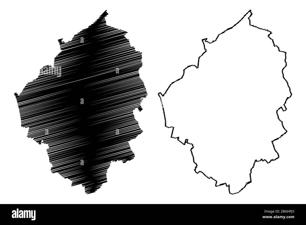 Charleroi City (Kingdom of Belgium, Wallonia Region) map vector illustration, scribble sketch