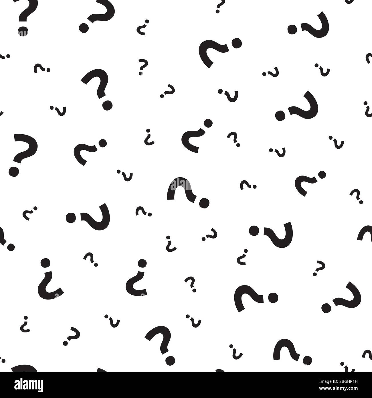 Question mark grunge seamless pattern. Query marks random vector repeat background. Interrogation and chaotic question illustration Stock Vector