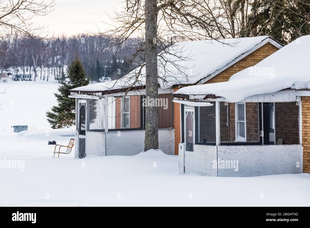 Rental cottages at a resort along the St. Marys River in the eastern
