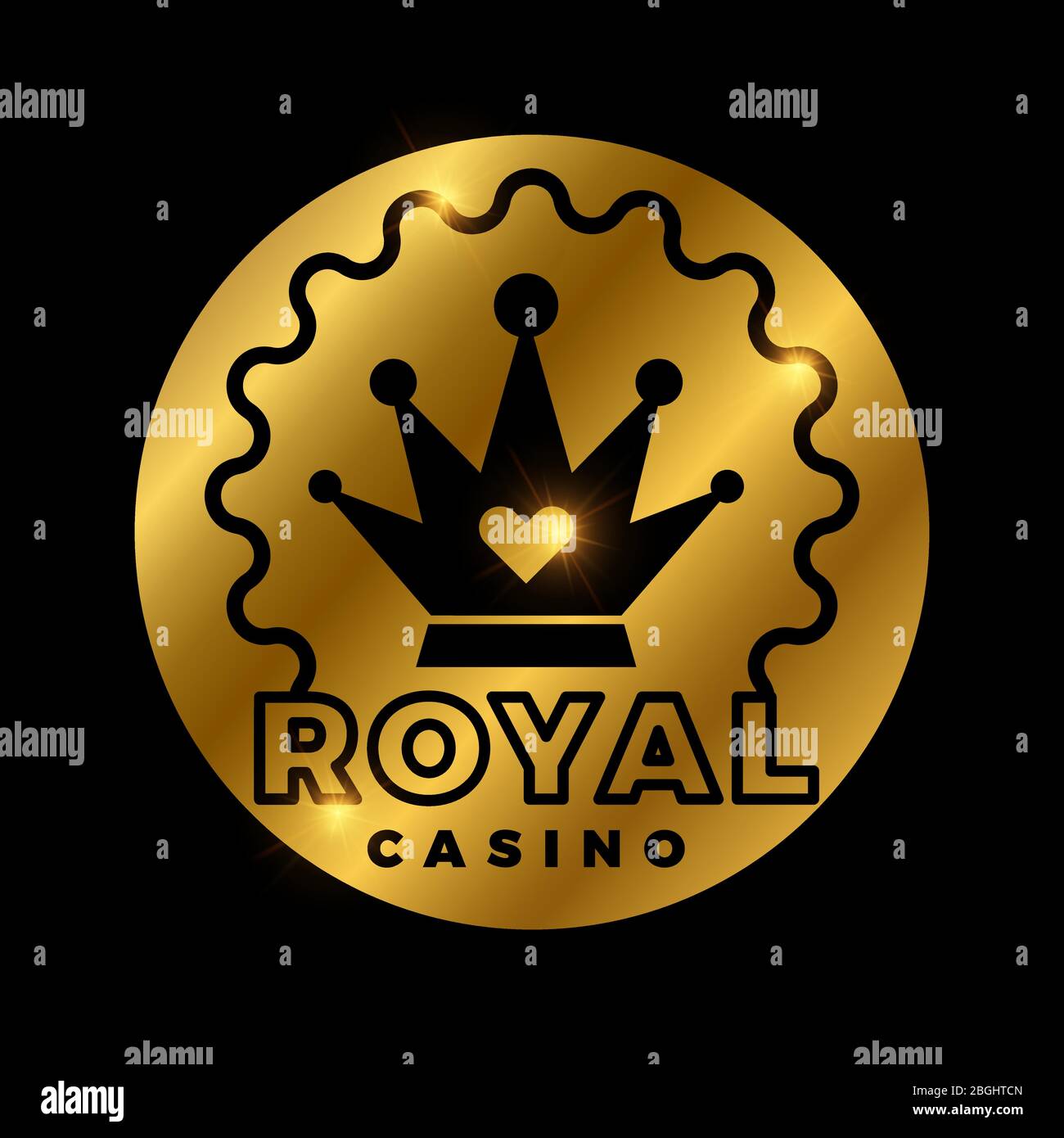 Royal casino golden vector design isolated on black. Vector illustration Stock Vector
