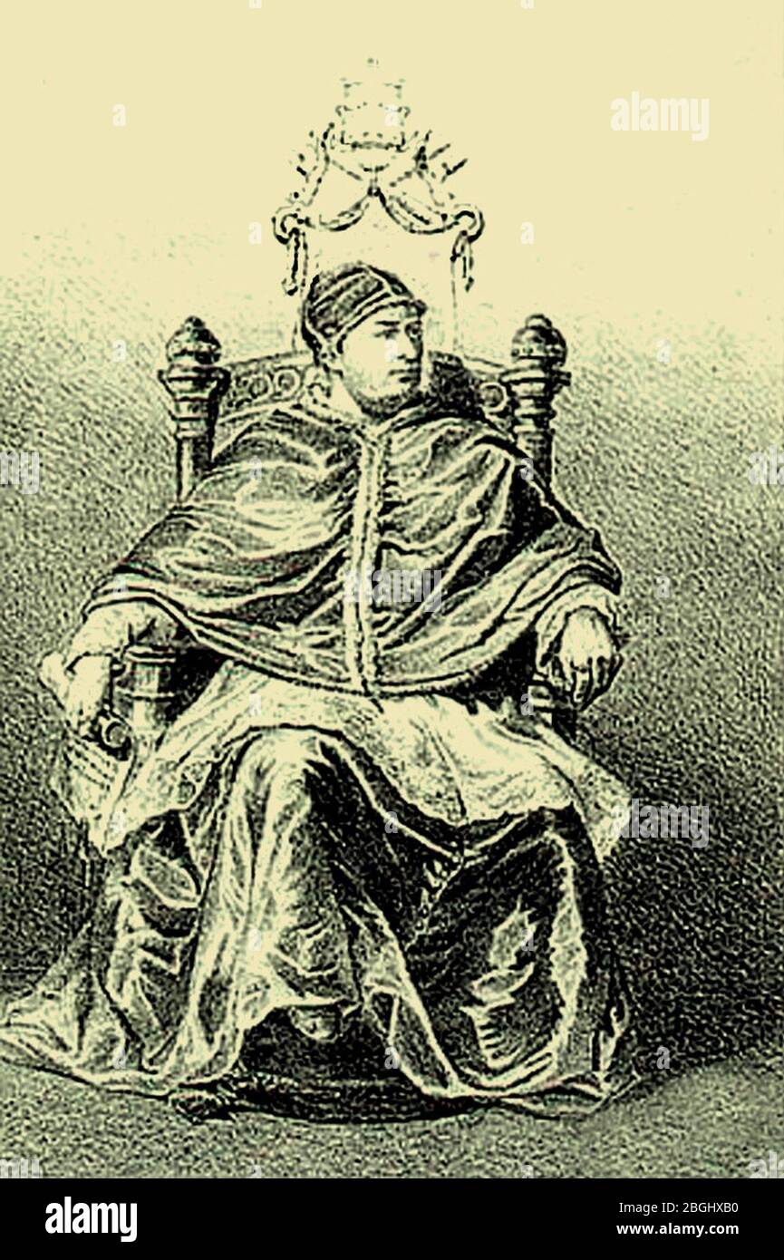 Historia de España Ilustrada de R. del Castillo, Benedicto XIII, el papa Luna. Stock Photo