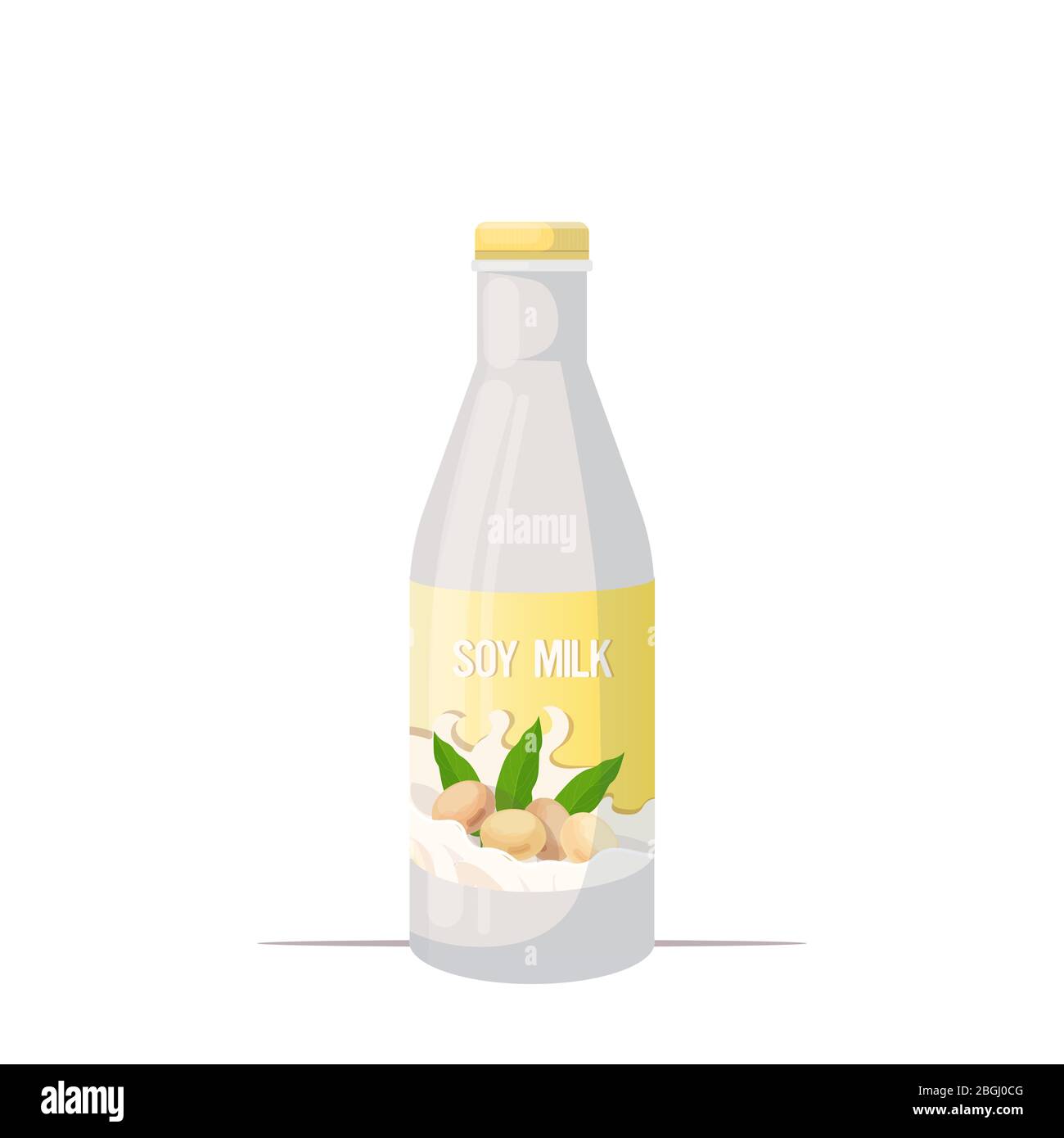 vegan soy plant based milk glass bottle organic dairy free natural raw vegan milk healthy cow beverage alternative isolated vector illustration Stock Vector