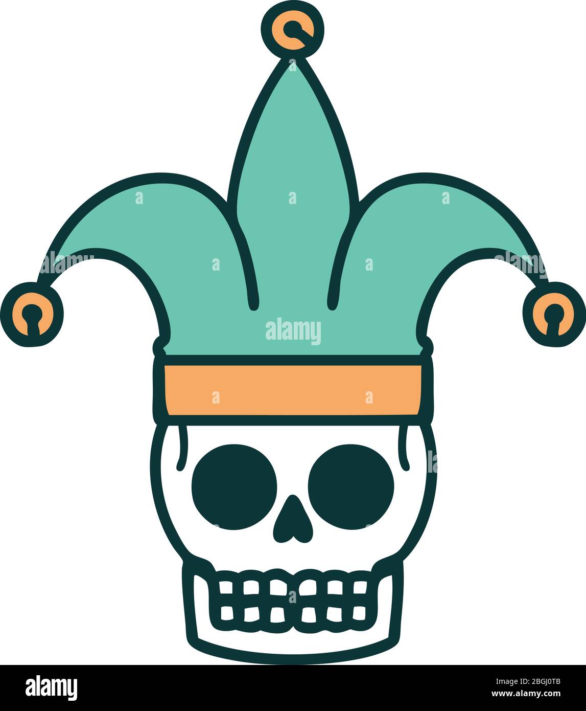 iconic tattoo style image of a skull jester Stock Vector