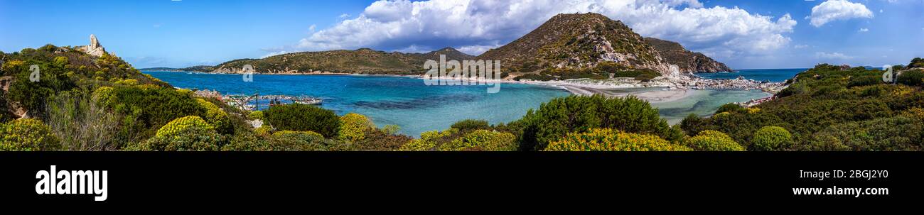 Landscape of Sardinia.The beautiful beach of Punta Molentis. Italy Stock Photo