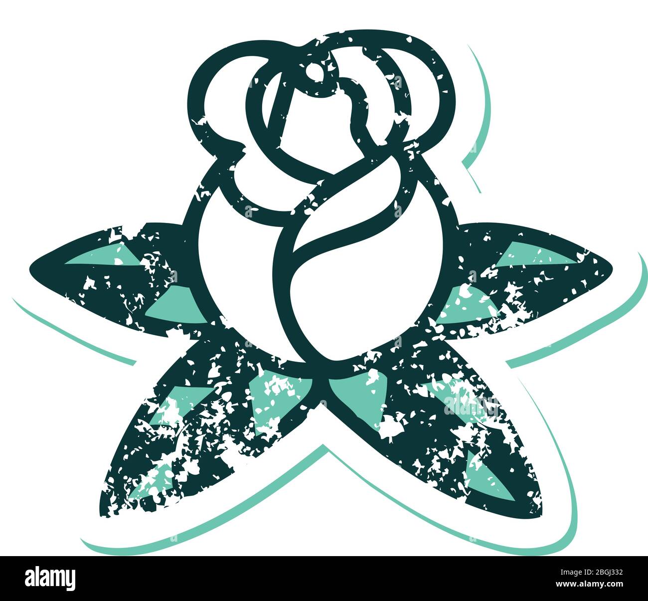 iconic distressed sticker tattoo style image of a single rose Stock ...