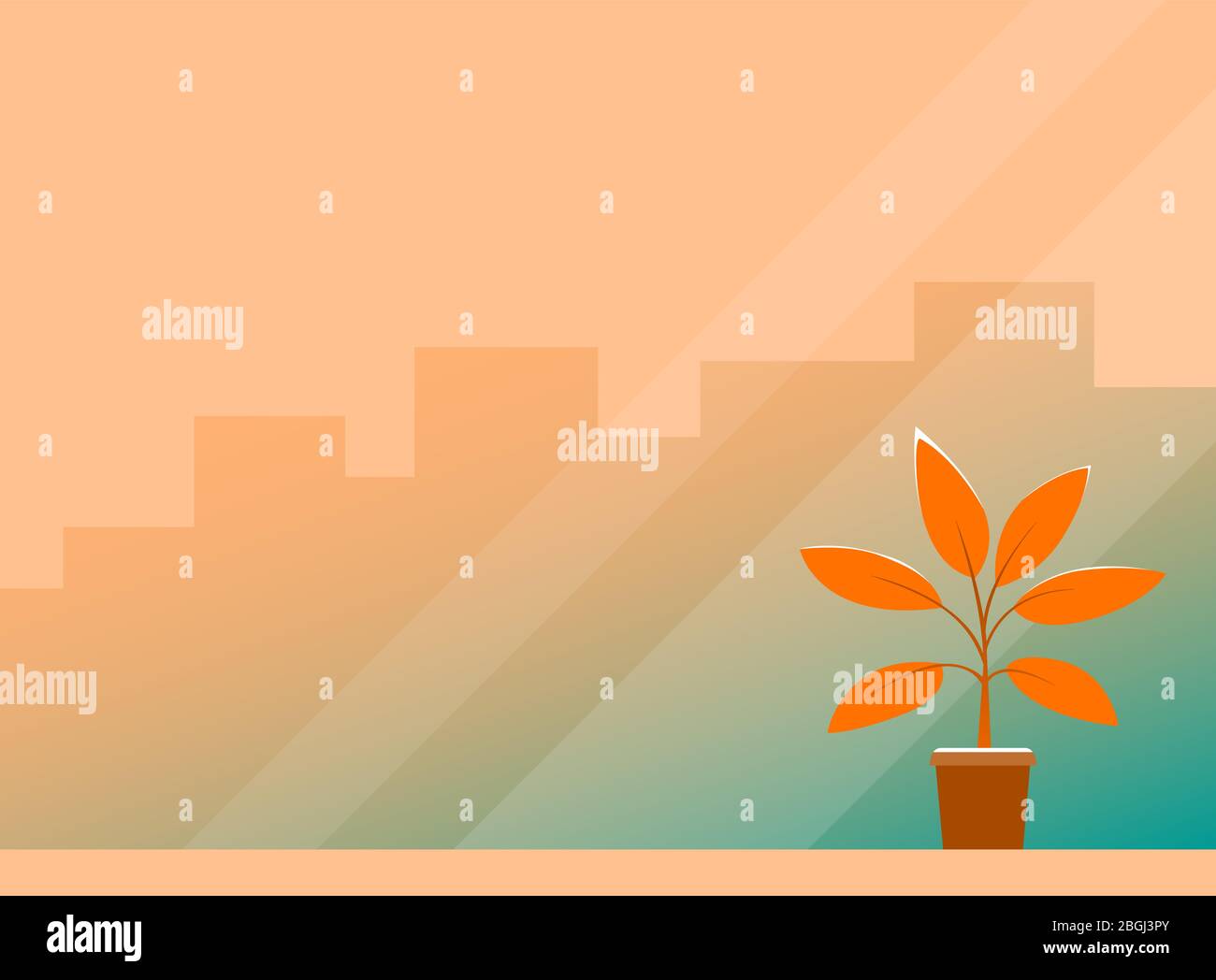 Window with potted plant and city view. Pleasant calm background. Vector  illustration with place for text Stock Vector Image & Art - Alamy
