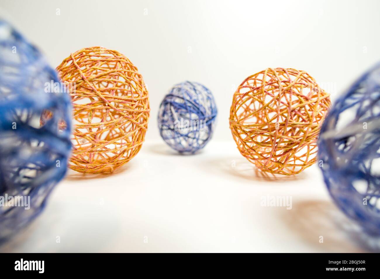 Easter decoration Wool Eggs. Isolated. Lower Bavaria. Germany. Stock Photo