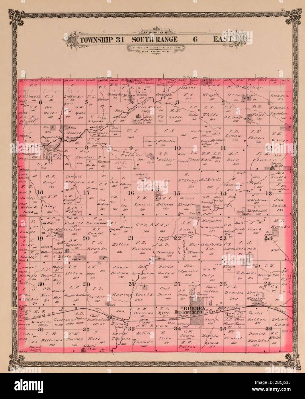 Historical atlas of Cowley County, Kansas Stock Photo Alamy