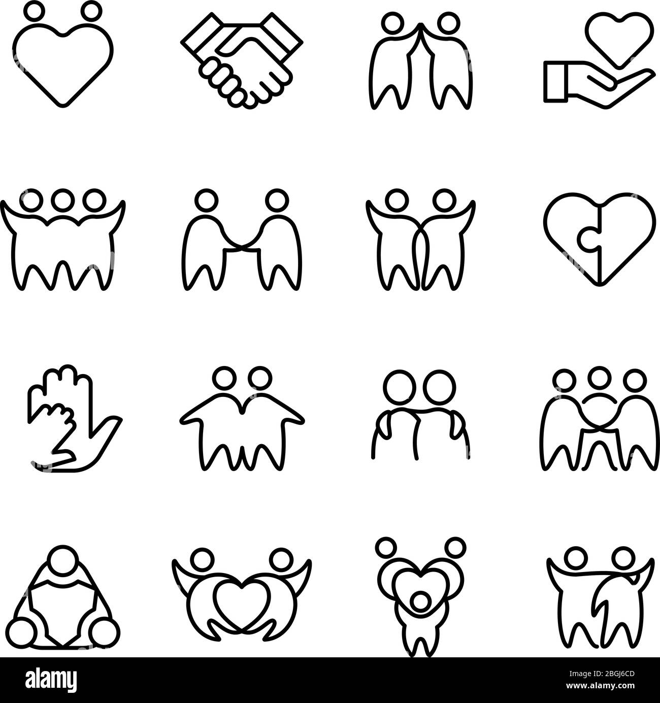 Friend, buddy and gay line icons. Friendship, harmony and friendly outline symbols isolated. Friends together, vector illustration Stock Vector