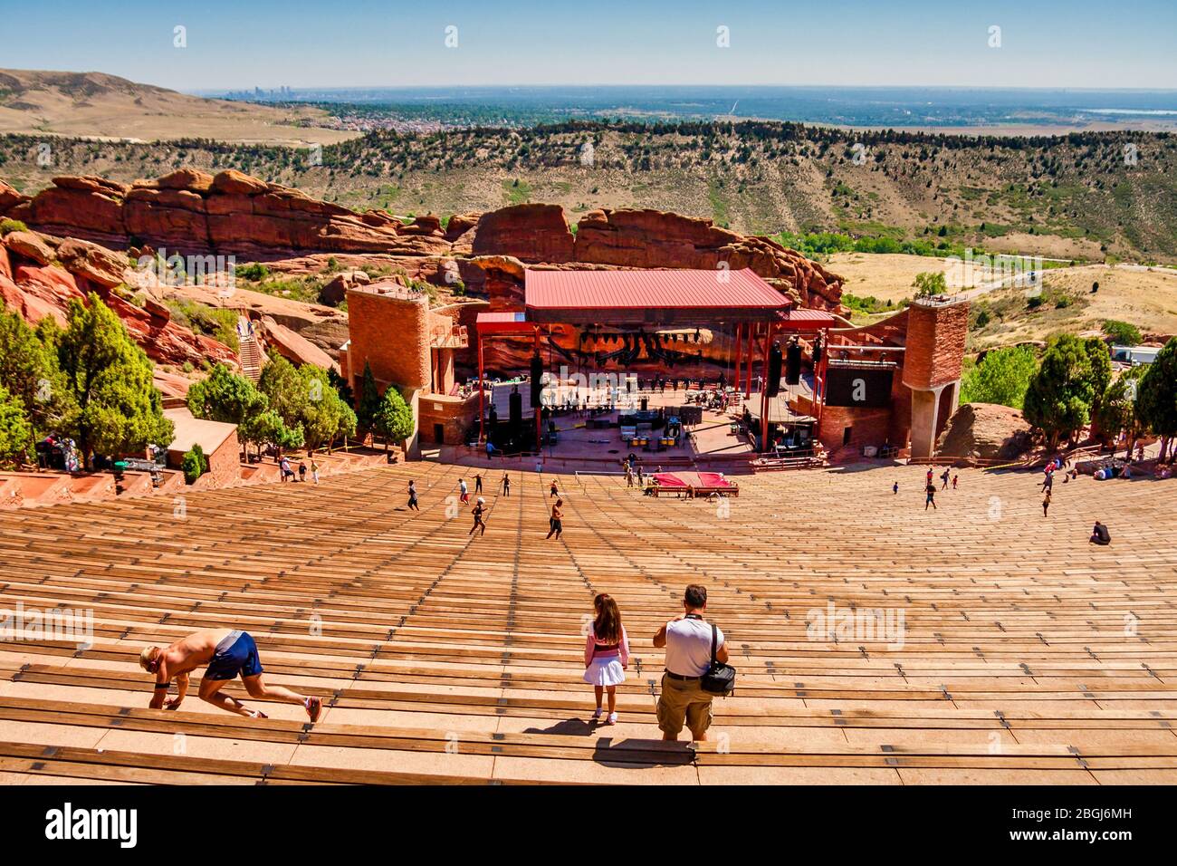 People and Stage at Red Rocks Stock Photo