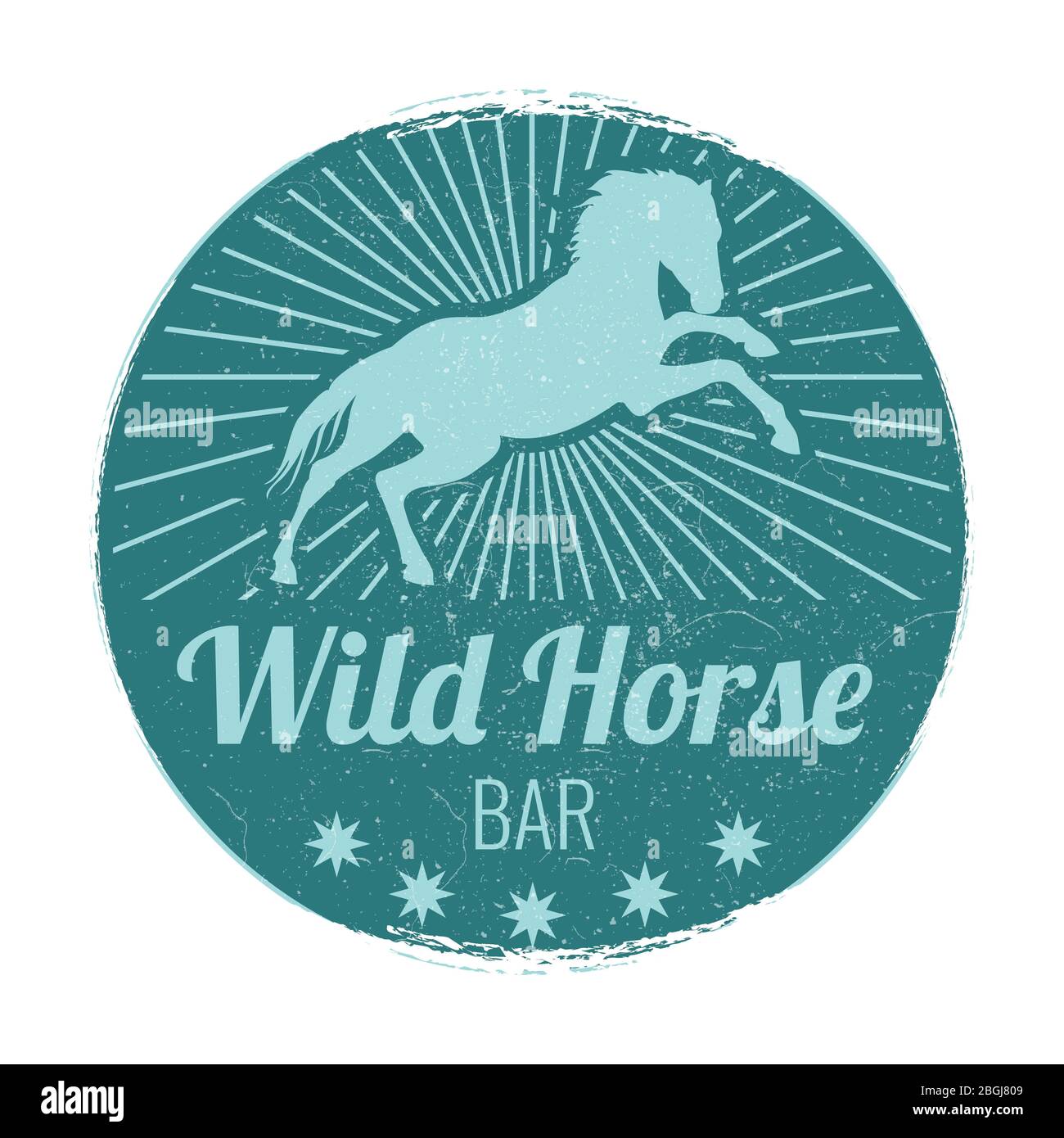 Wild horse bar vintage vector emblem isolated on white illustration Stock Vector