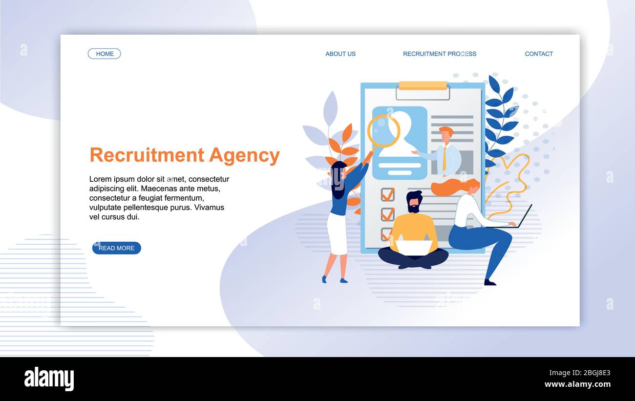 Landing Page Presenting Online Recruitment Agency. Job hiring via