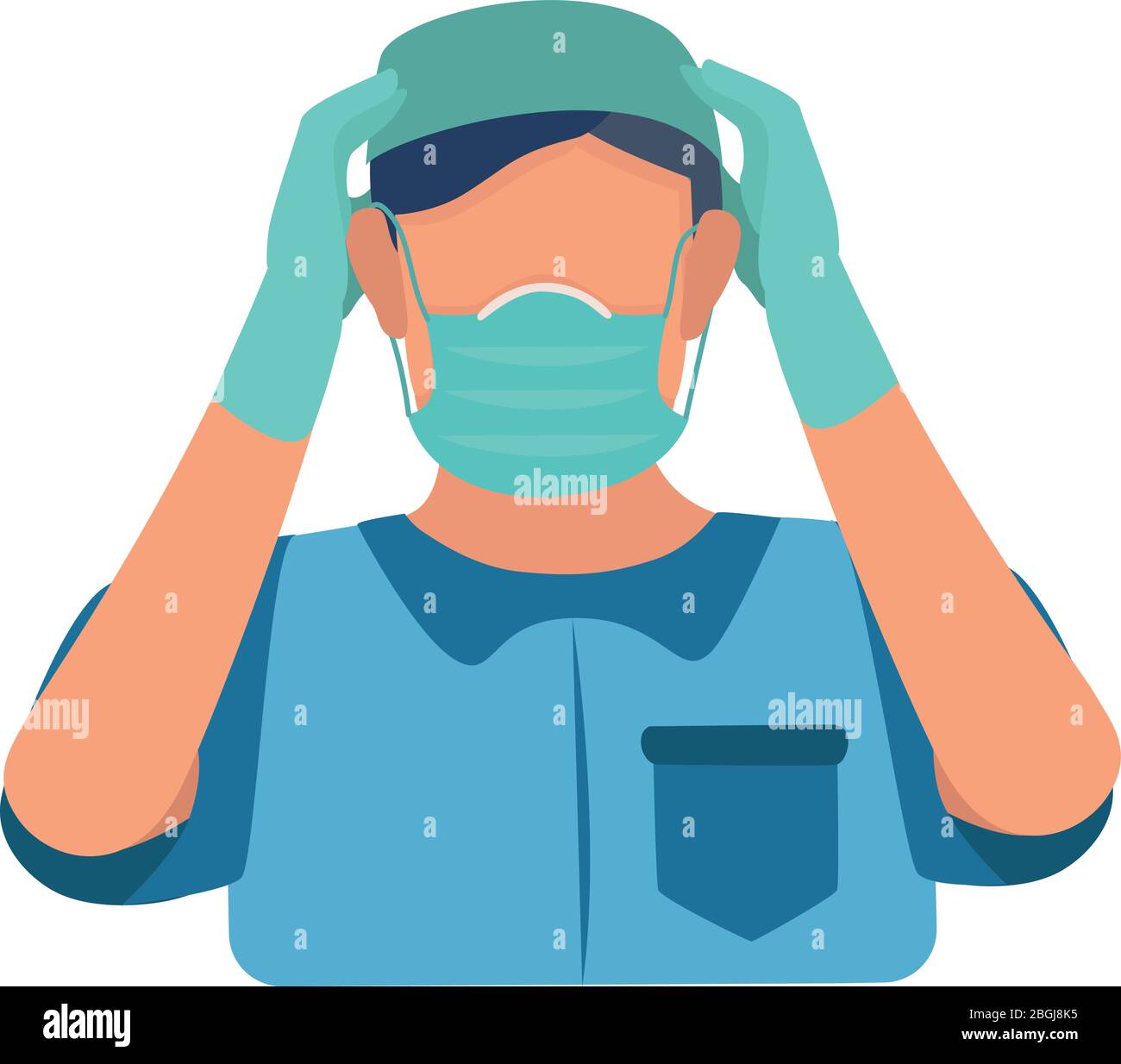 The doctor is preparing himself for work. Stock Vector