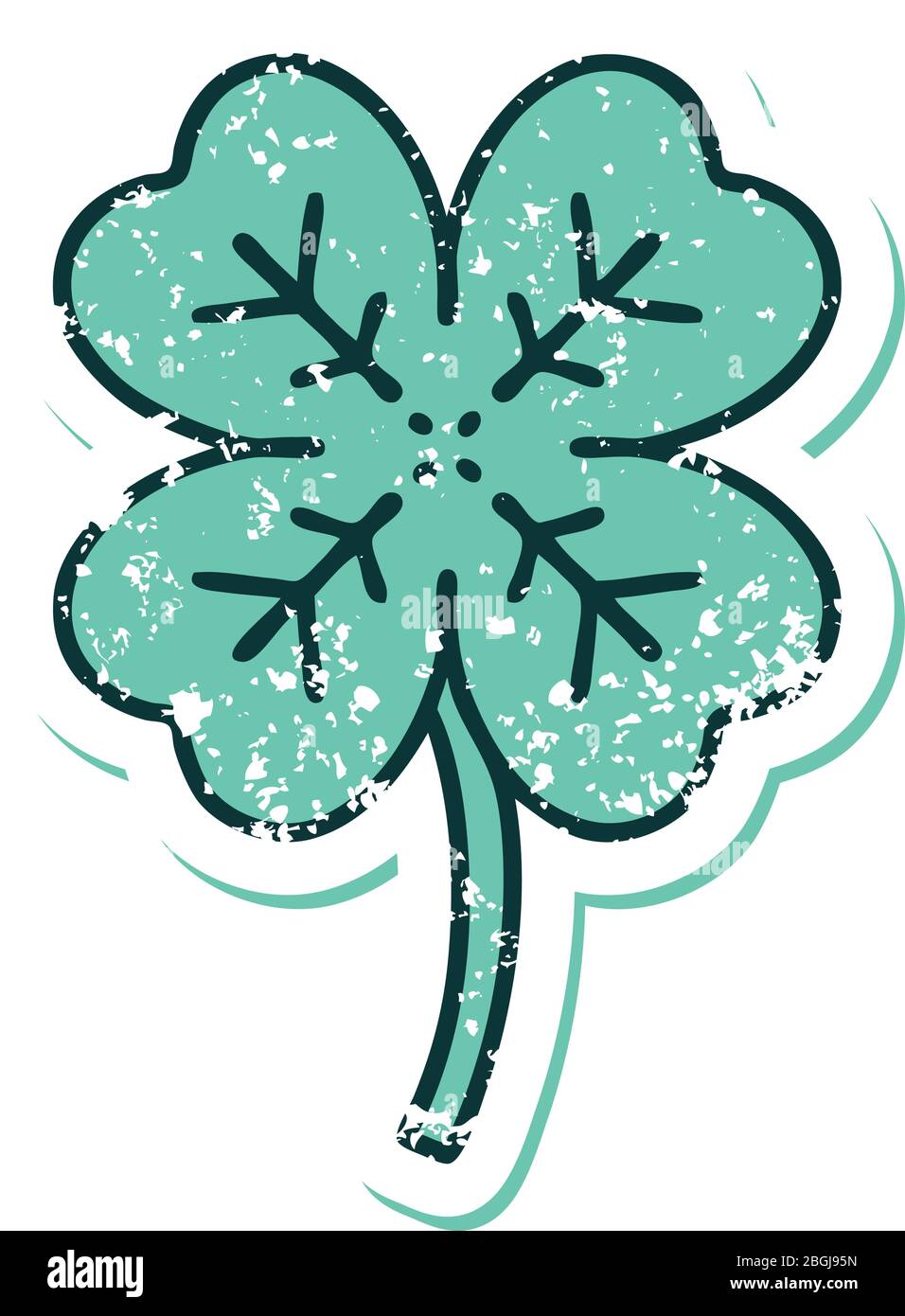 Tattoo style sticker a 4 leaf clover Royalty Free Vector