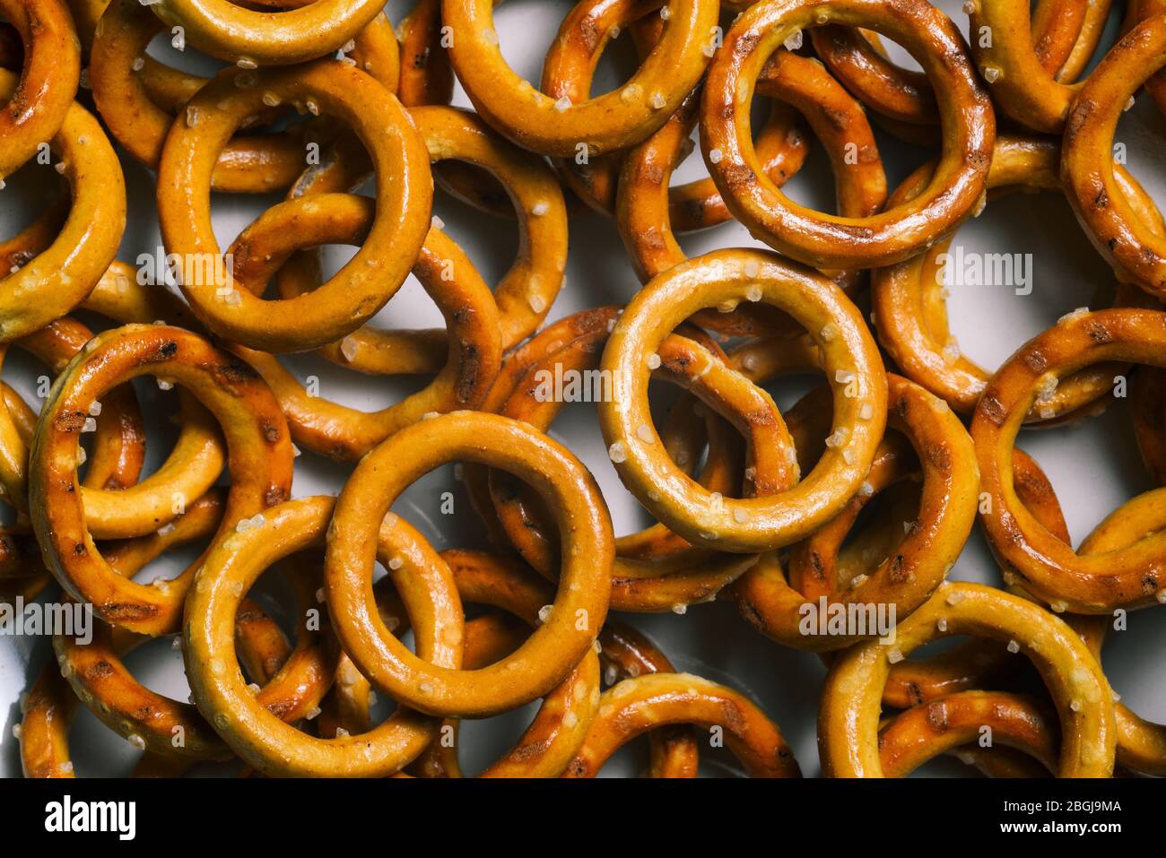 Drying mini with salt. Round crisp bread. Salty rings Stock Photo