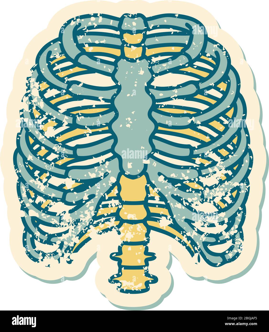 iconic distressed sticker tattoo style image of a rib cage Stock Vector ...
