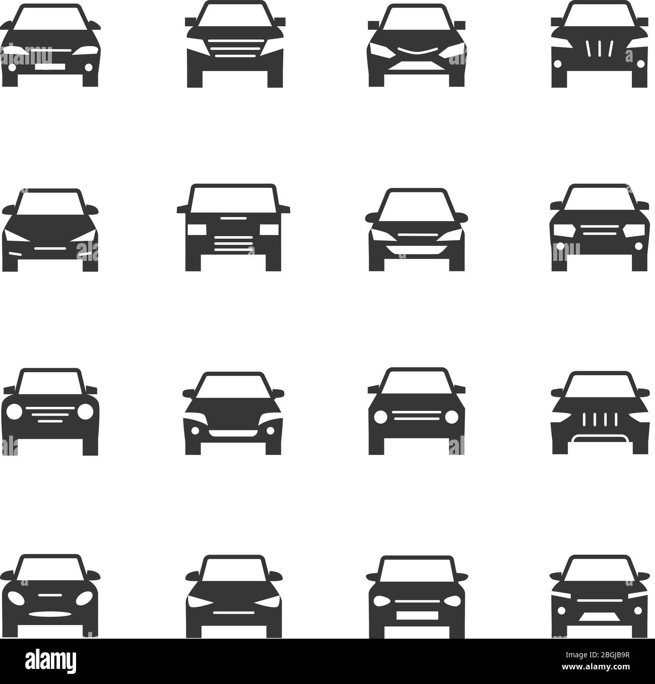 Cars Front View Signs Vehicle Black Silhouette Vector Icons Isolated On White Background Automobile Icon Auto Vehicle Symbol Illustration Stock Vector Image Art Alamy