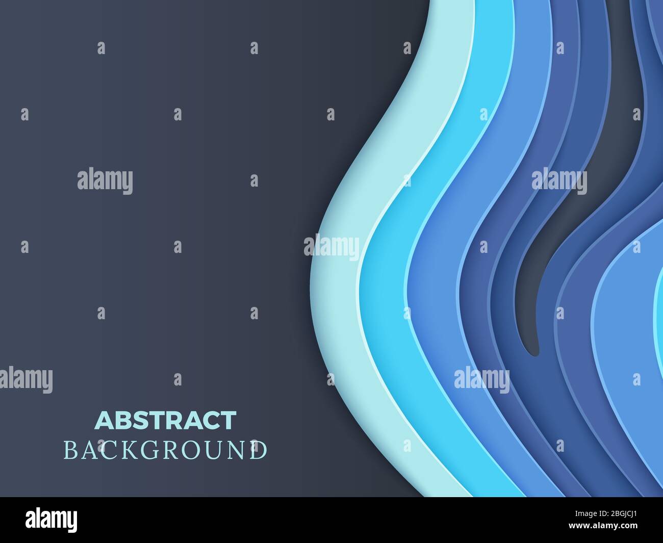 Abstract vector background with blue layered paper cut 3d waves ...