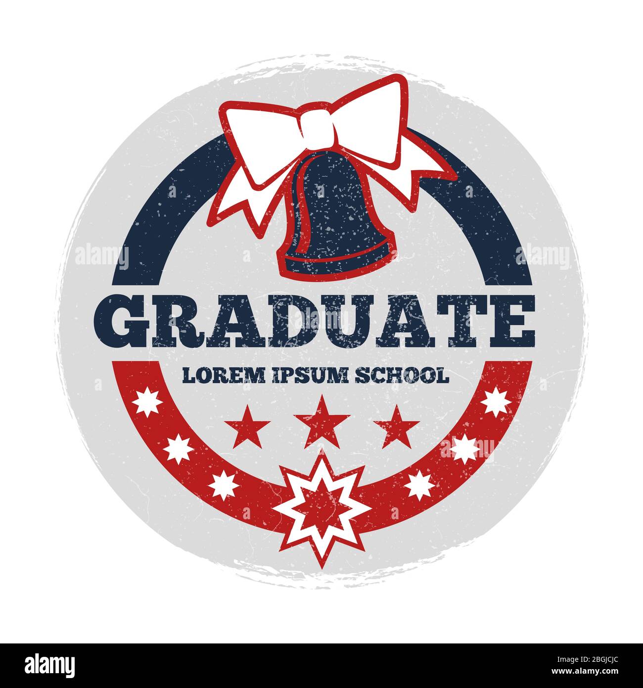 Grunge students graduate vector banner and poster isolated on white illustration Stock Vector