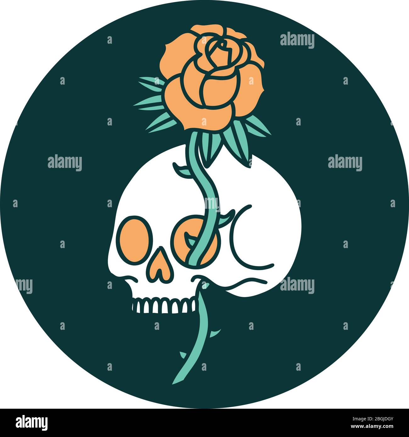 iconic tattoo style image of a skull and rose Stock Vector Image & Art ...