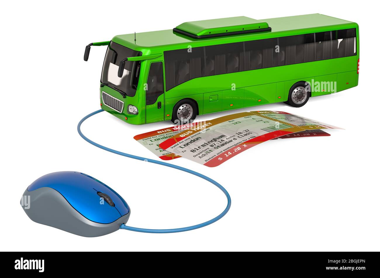 Buying bus tickets online, concept. 3D rendering isolated on white background Stock Photo