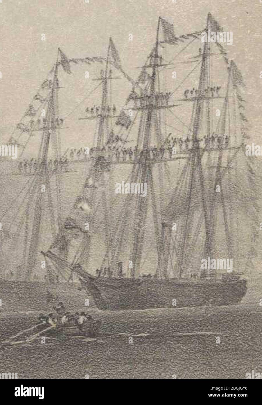 HMS Alacrity (detail), at Gravesend, February 2nd 1858 - Stock Photo