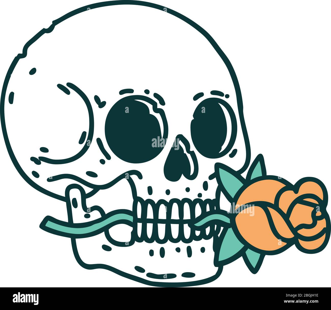 iconic tattoo style image of a skull and rose Stock Vector Image & Art ...