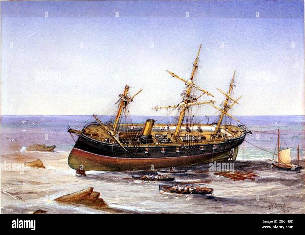 HMS Blanche (1867) aground Stock Photo Alamy