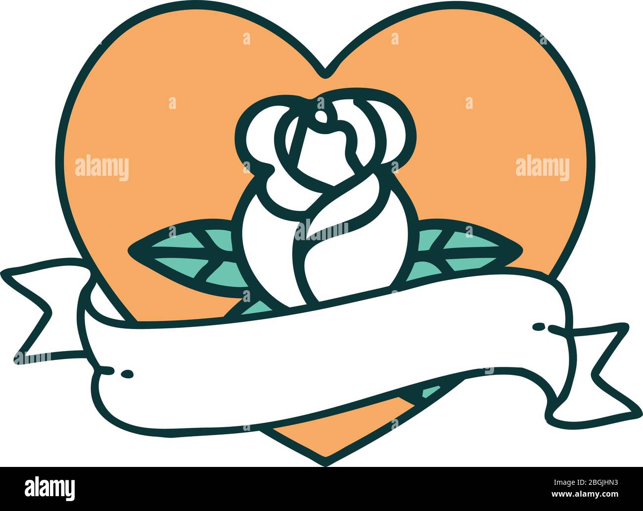 iconic tattoo style image of a heart rose and banner Stock Vector Image ...
