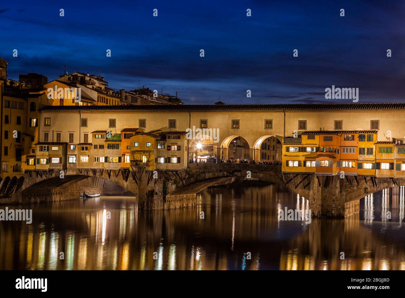 Florence. Image of Ponte Vecchio in Florence, Italy at dusk Stock Photo
