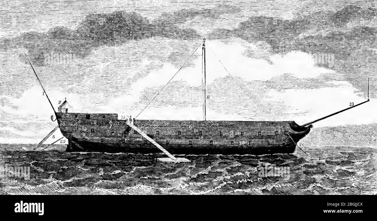 HMS Jersey Prison Ship 1782 (cropped Stock Photo - Alamy