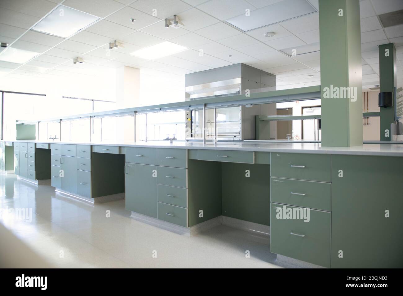New scientific laboratory with green bench and Stock Photo Alamy