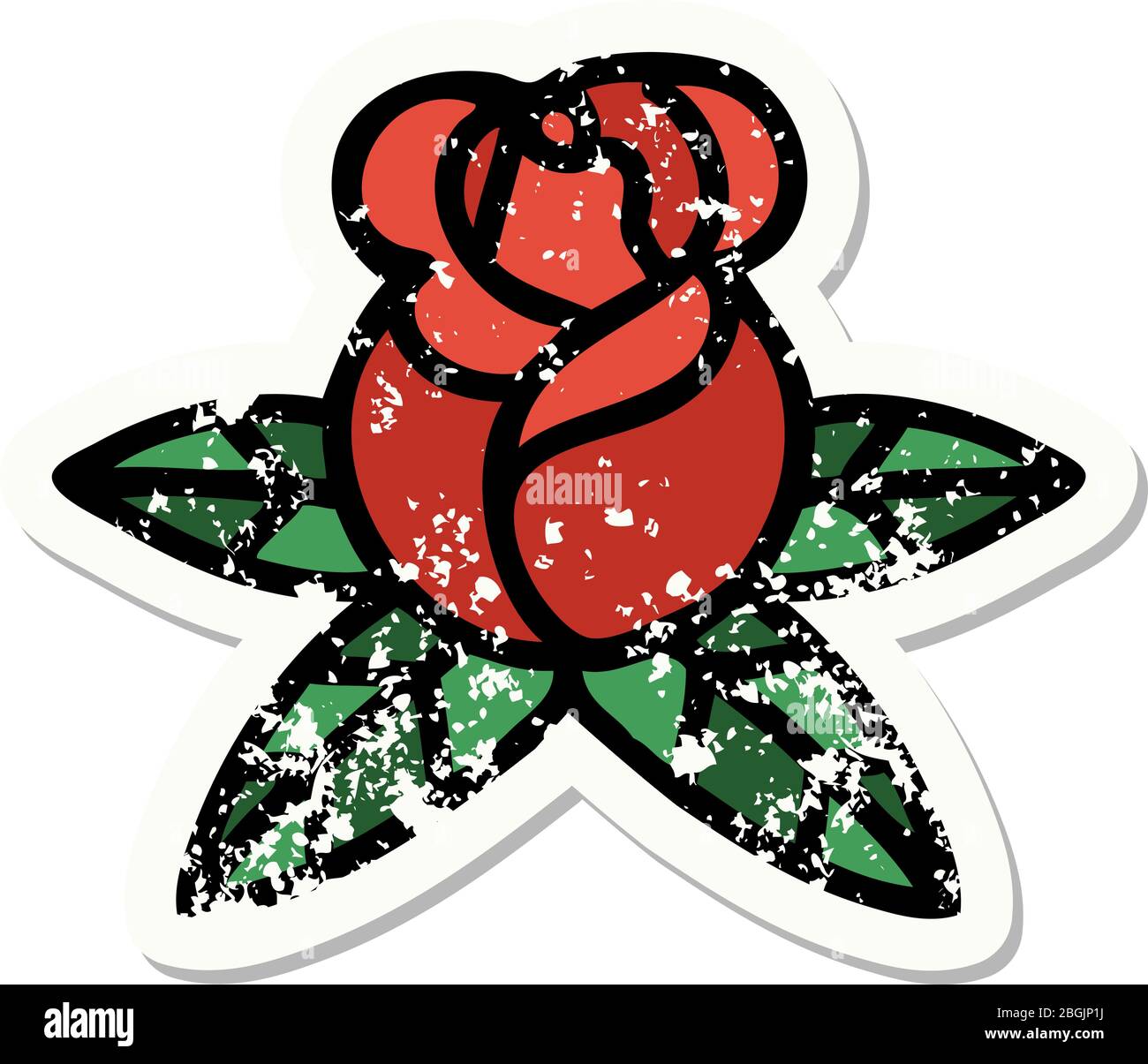 distressed sticker tattoo in traditional style of a single rose Stock ...