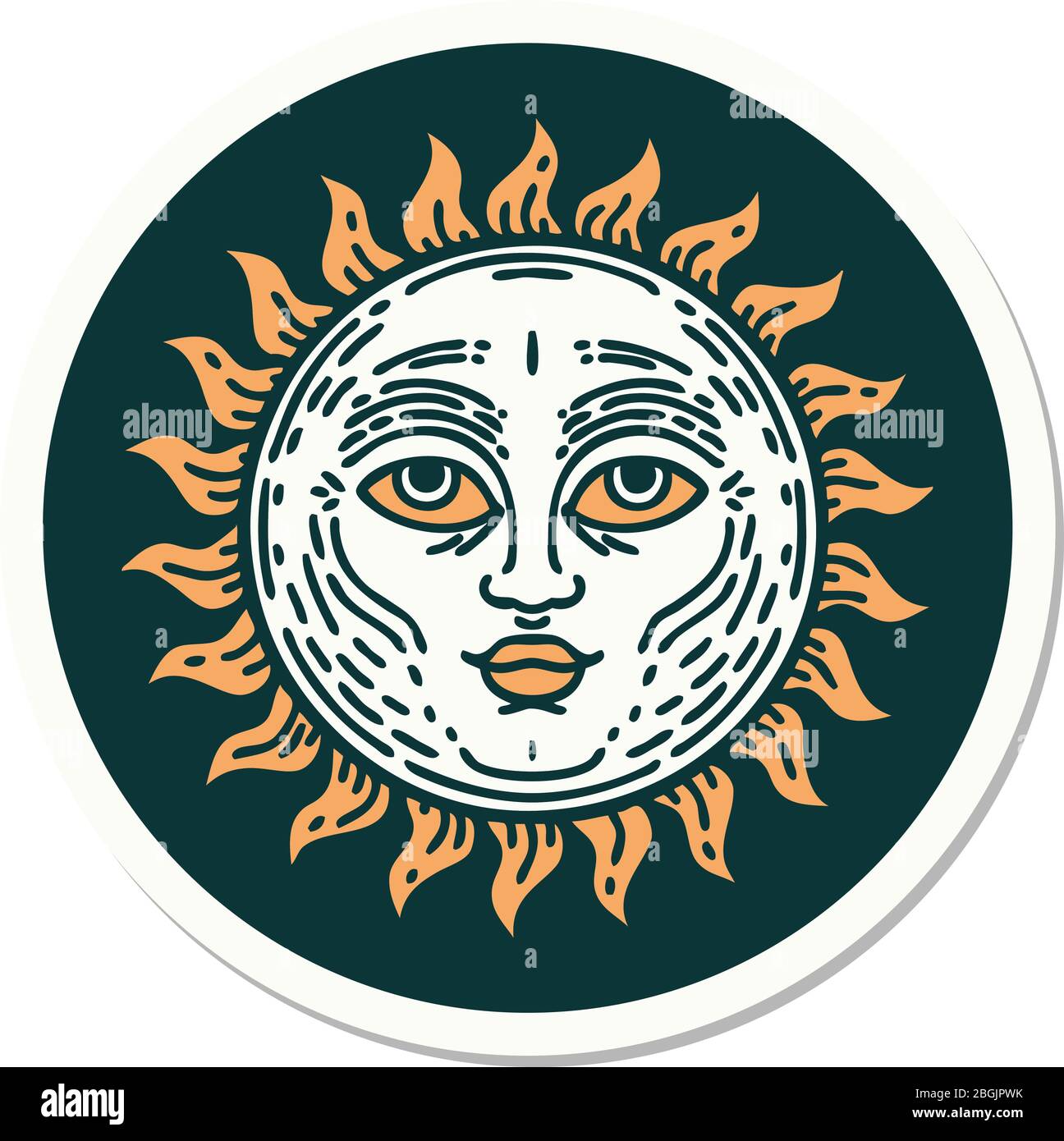 Sticker Of Tattoo In Traditional Style Of A Sun With Face Stock Vector  Image & Art - Alamy