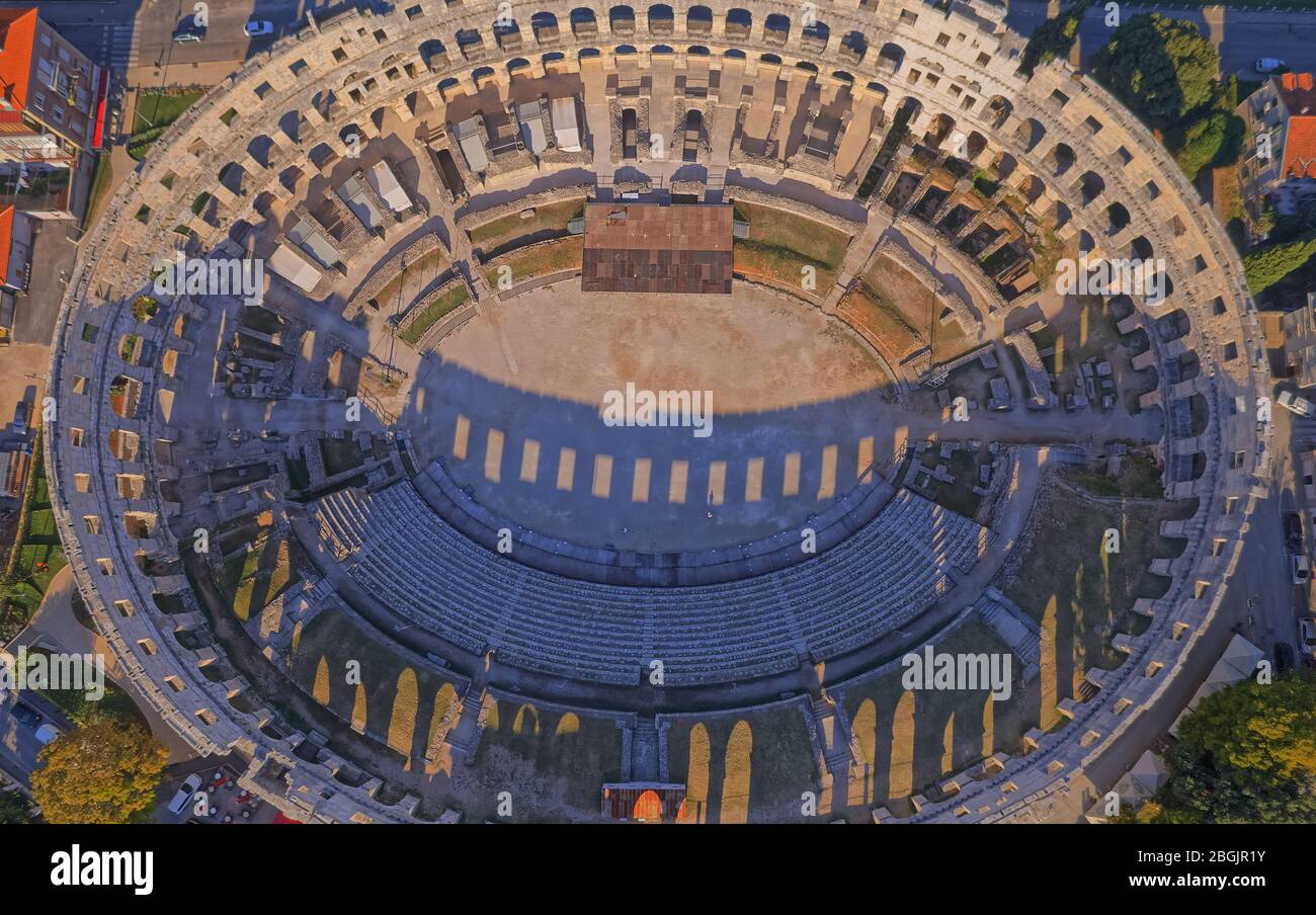 Arena ancient Roman amphitheater in Pula Stock Photo