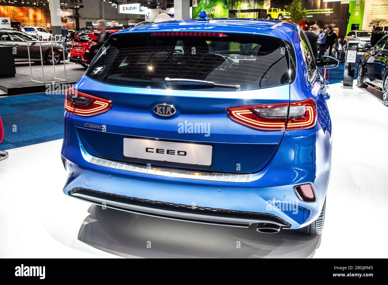 Brussels, Belgium, Jan 2020 new Kia Ceed hatchback, Brussels Motor Show,  Third generation, CD, compact car produced by Kia Motors Stock Photo - Alamy