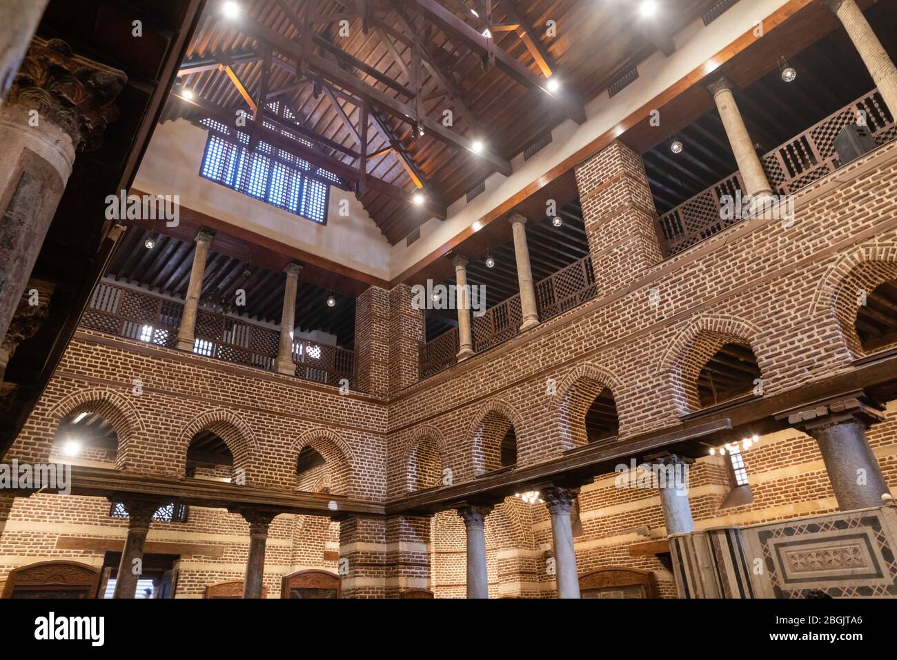 Interior view of Saints Sergius and Bacchus Church, Kom Ghorab, Old Cairo, Egypt. Stock Photo