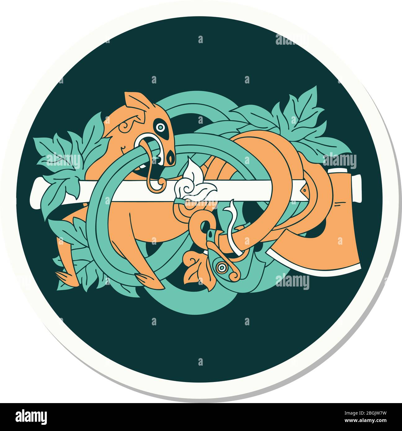 sticker of tattoo in traditional style of medieval carving Stock Vector ...