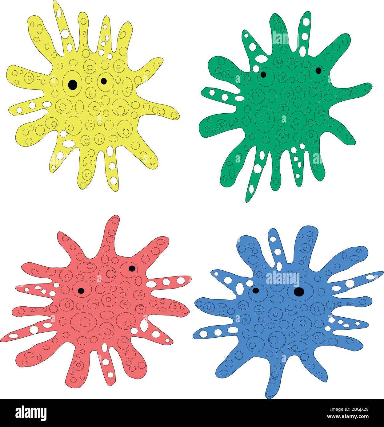 Beautiful multicolored viruses illustration on a white background Stock Vector