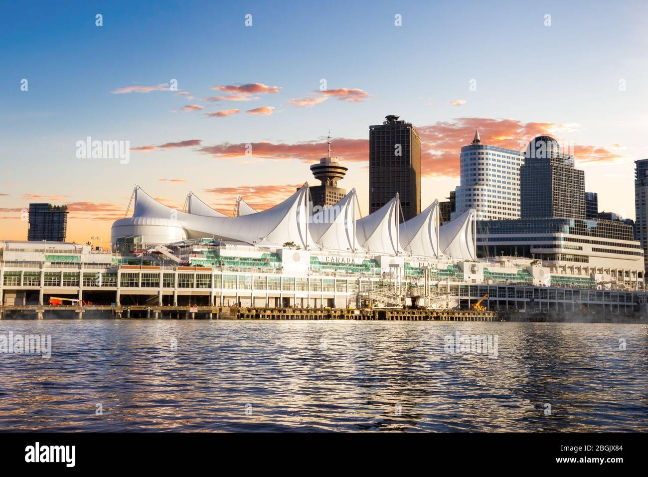 Canada Place and commercial buildings in Downtown Vancouver Stock Photo