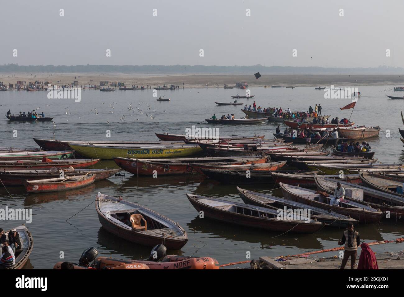 Ganges Riber A view of Ganges river and her bank near Varanasi, India Stock Photo ...