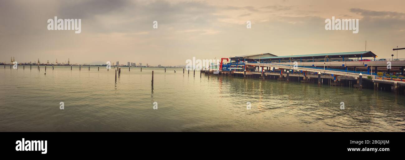Georgetown Coastline At Sunset Time Penang Malaysia Panorama Stock Photo Alamy
